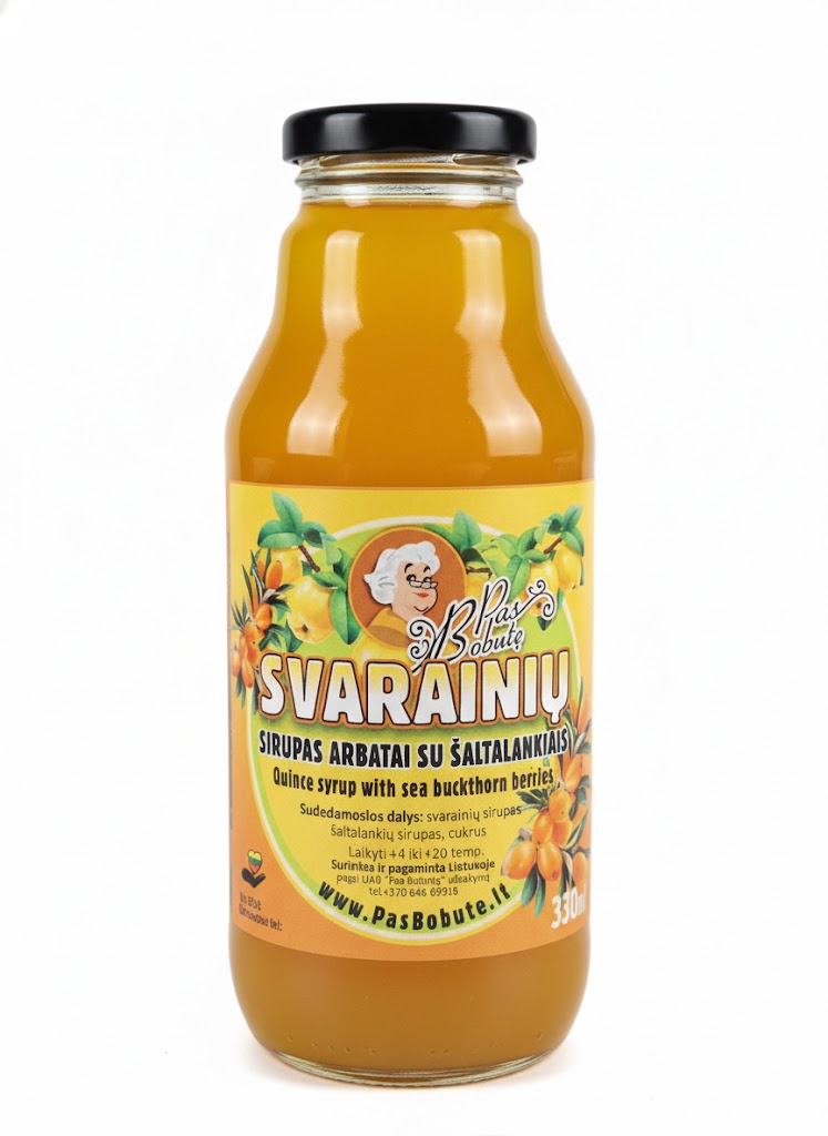 Svarainių sirupas arbatai su šaltalankiais 330 ml